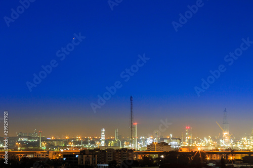 beautiful petrochemical oil refinery plant at night