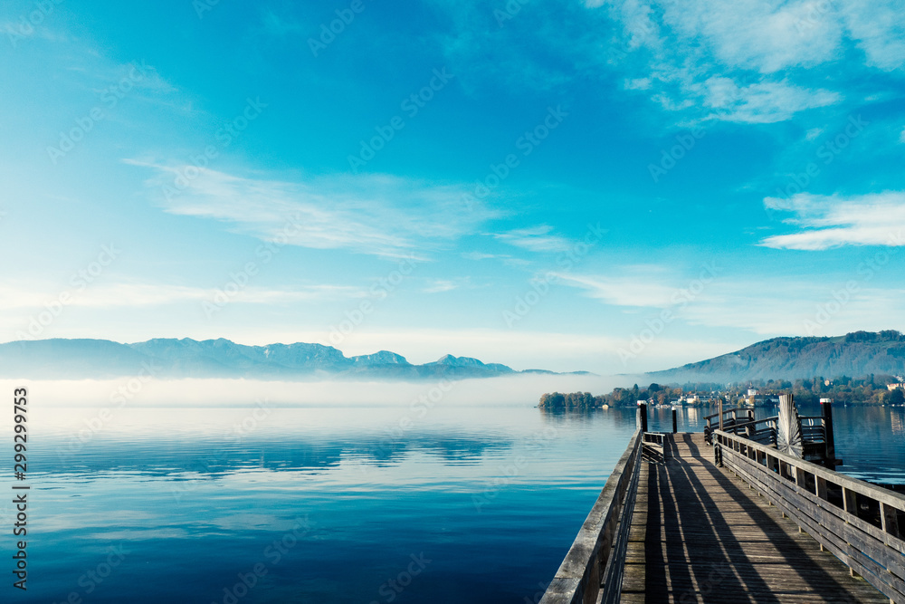 Fantastic view of the Traunsee and the skyline of Gmunden, OÖ, Austria