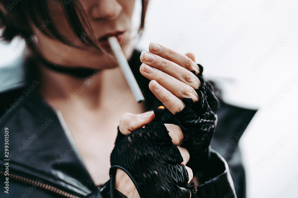 Leather Gloved Smoking