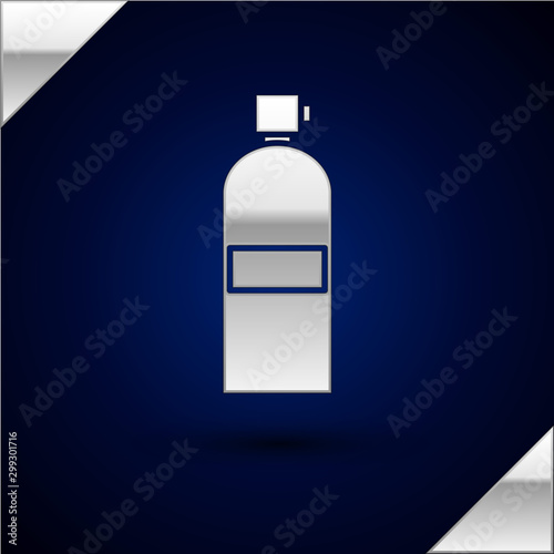 Silver Aqualung icon isolated on dark blue background. Oxygen tank for diver. Diving equipment. Extreme sport. Diving underwater equipment. Vector Illustration