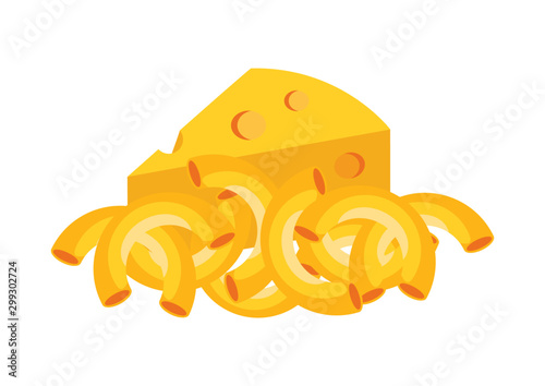 Mac and Cheese vector. Macaroni and Cheese icon vector. Pasta with cheese icon. Mac and Cheese isolated on a white background