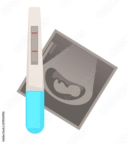 Pregnancy positive test and ultrasound baby in uterus fertilization