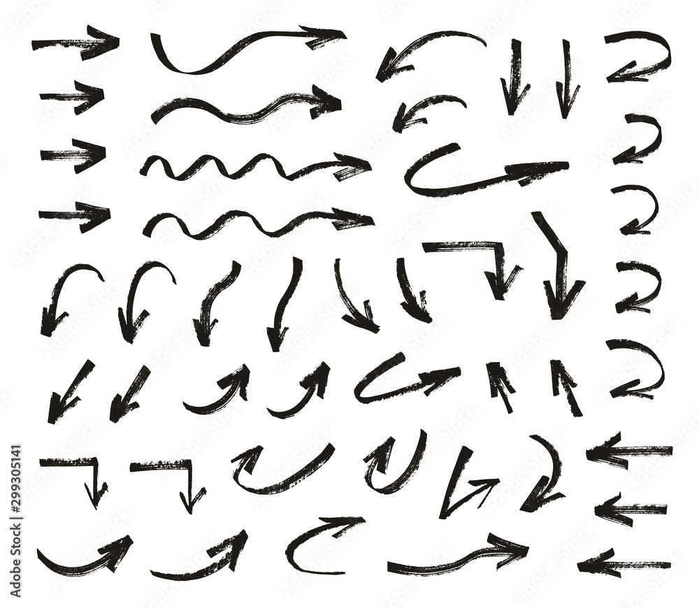 Arrow set. Hand drawn various elements. Grunge style. Vector isolated collection. Arrow set. Hand drawn various elements. Grunge style. Vector isolated collection.