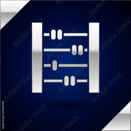 Silver Abacus icon isolated on dark blue background. Traditional counting frame. Education sign. Mathematics school. Vector Illustration