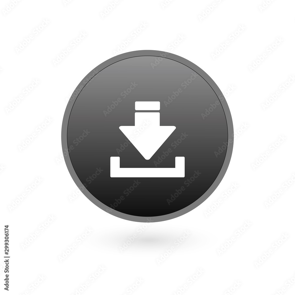 Download Icon on Square Black Internet Button Original Illustration Download Icon on Square Black Internet Button Original Illustration