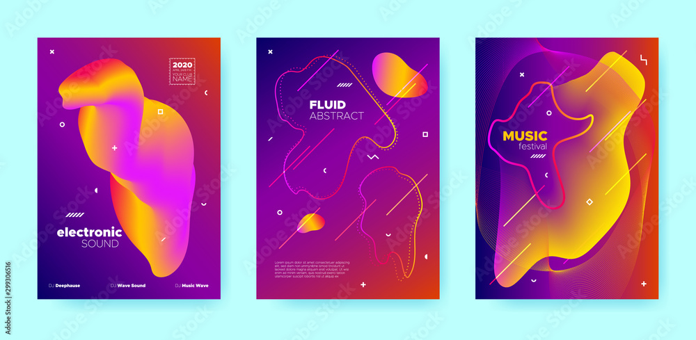 Orange Fluid Abstract. Gradient Music Poster. 