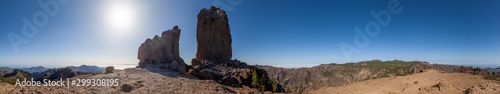 Panorama of Roque Nublo, Gran Canaria, Spain. This is a popular hiking destination and also an iconic landmark of Gran Canaria.