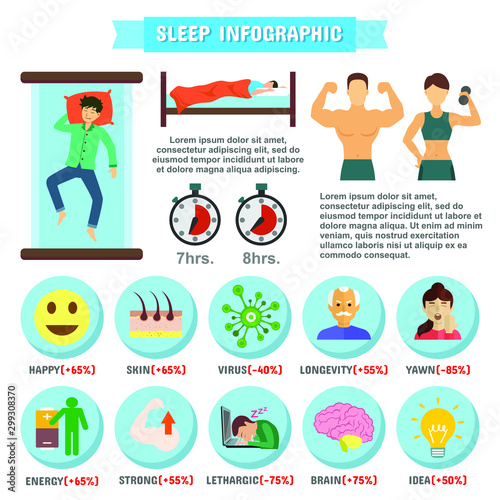 Sleep Infographic Rules of healthy Sleep Template Design. Healthy and deep sleep concept. How to get sleep better Vector flat icons cartoon design eps10 illustration.