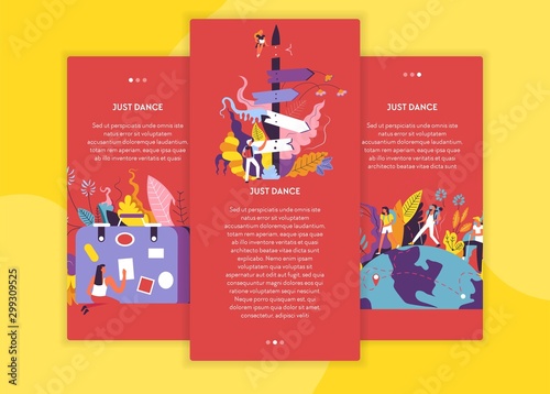Travel agency web pages templates suitcase and pointer world globe