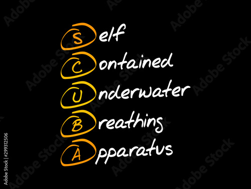 SCUBA - Self-Contained Underwater Breathing Apparatus acronym, concept background