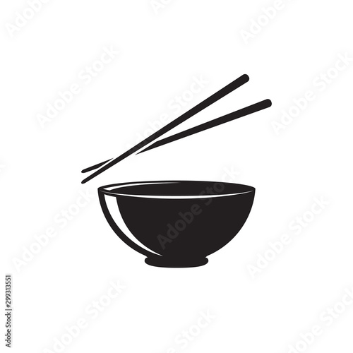 Bowl and chopsticks icon flat style.vector illustration flat style