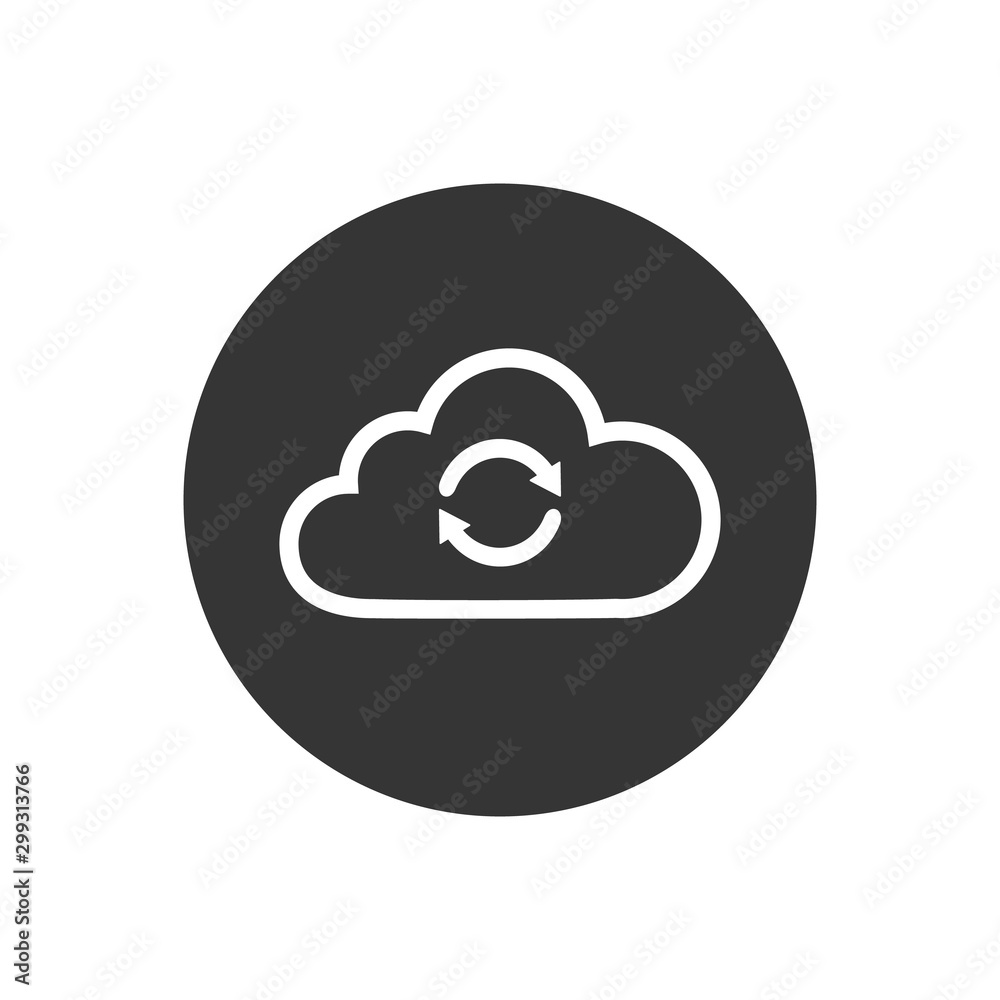 Cloud sync or cloud refresh with arrows line art vector icon for apps and Cloud sync or cloud refresh with arrows line art vector icon for apps and
