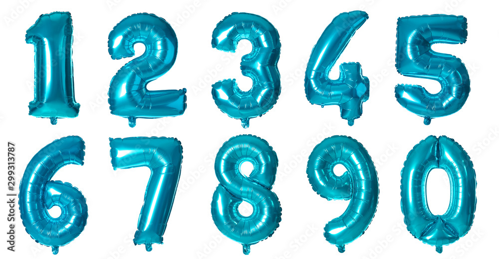 Blue number one balloon on white background Blue number one balloon on white background