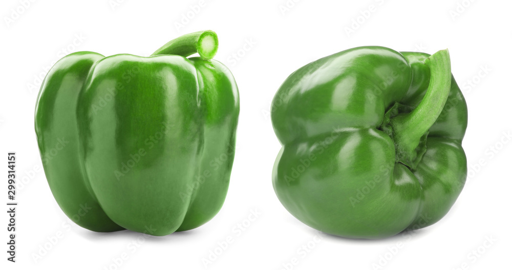 Ripe green bell pepper on white background Ripe green bell pepper on white background