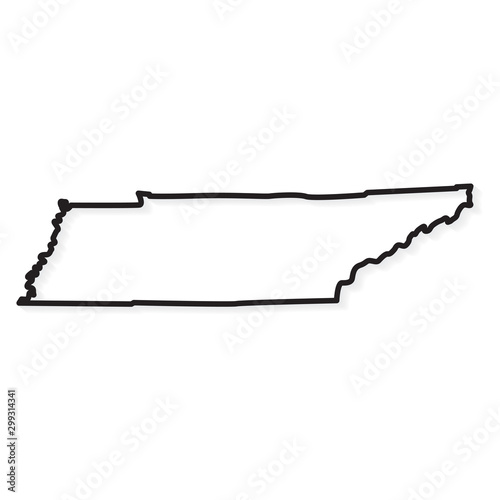 black outline of Tennessee map- vector illustration