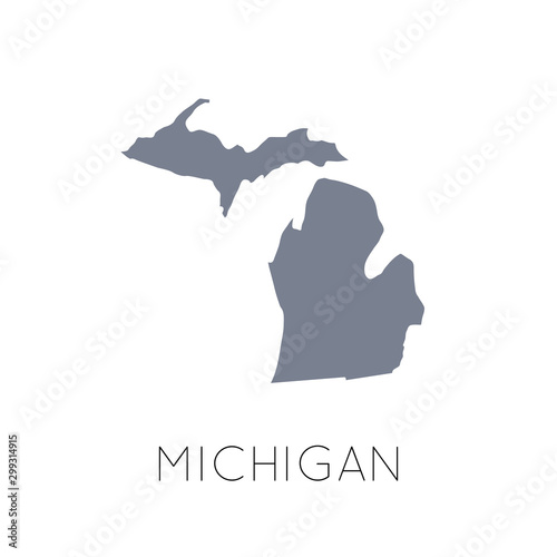 High detailed vector map - United States of America. Map with state boundaries. Michigan vector map silhouette