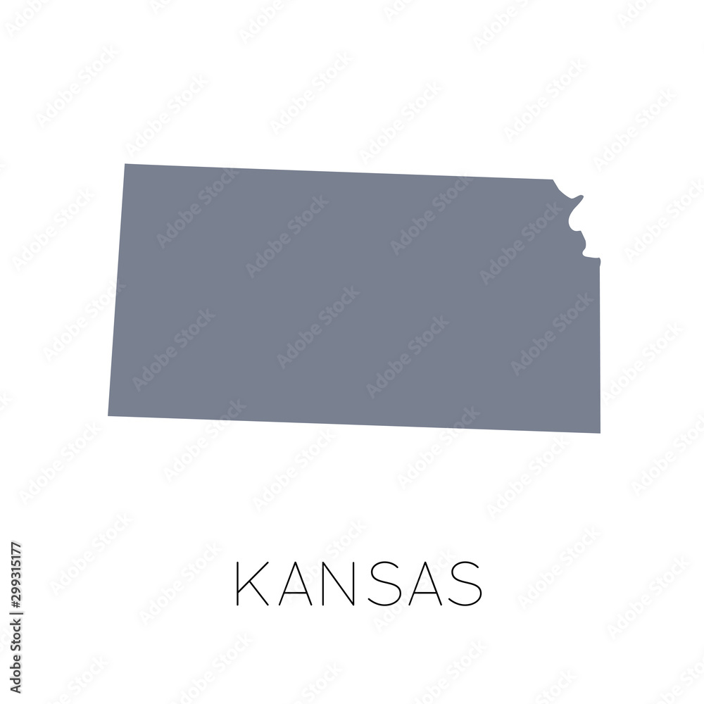 High detailed vector map - United States of America. Map with state boundaries. Kansas vector map silhouette High detailed vector map - United States of America. Map with state boundaries. Kansas vector map silhouette