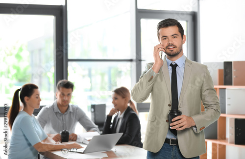 Office employees having business training at workplace