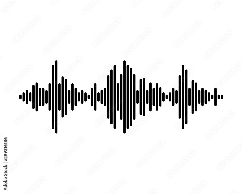 Music wave symbol. Black equalizer pulse music player logo