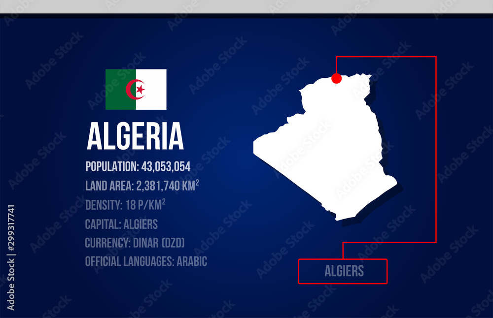 Algeria country infographic with flag and map creative design