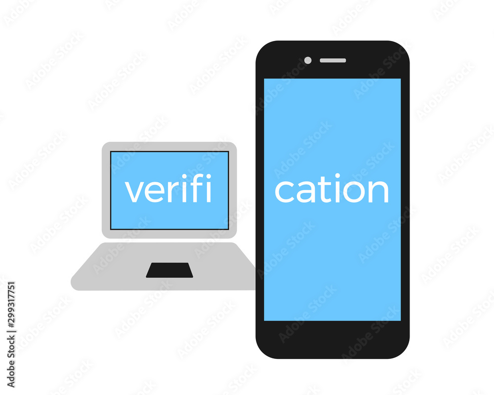 Two step verification and two factor authentication - two devices are needed fot log-in. Security, safety and protection method. Vector illustration Two step verification and two factor authentication - two devices are needed fot log-in. Security, safety and protection method. Vector illustration