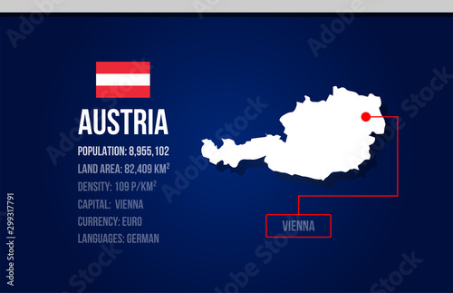 Austria country infographic with flag and map creative design