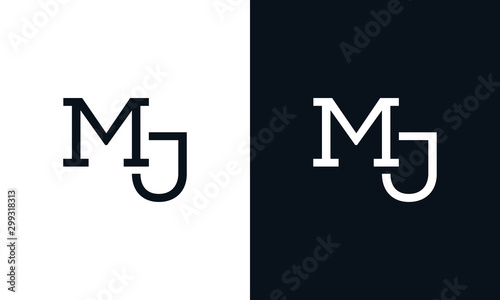 Minimalist line art letter MJ logo. This logo icon incorporate with two letter in the creative way. photo