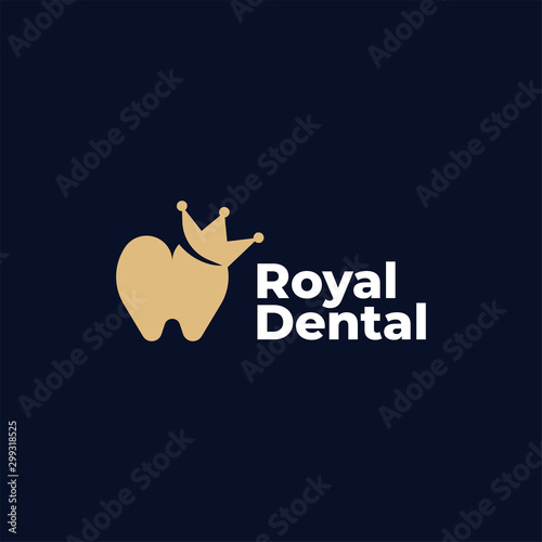 Tooth with crown illustration logo template design for dental or dentist.