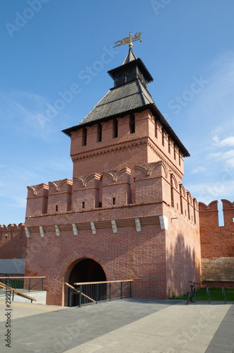 Tula, Russia - September 12, 2019: Tower of the Pyatnitsky gate of the Tula Kremlin photo