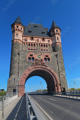 Historical cultural monument tower landmark called 'Nibelungenbrücke' or 'Nibelungentor