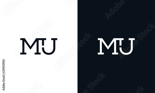 Minimalist line art letter MU logo. This logo icon incorporate with two letter in the creative way.