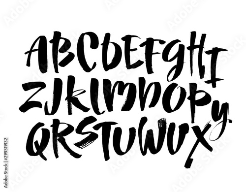 Vector Acrylic Brush Style Hand Drawn Alphabet Font. Calligraphy alphabet on a white background