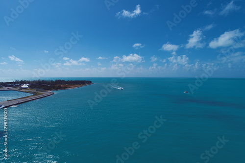 Aerial view of nearst Fort Zachary Taylor, Key West, Florida, United States. Caribbean sea. Great landscape. Travel destination. Tropical travel.