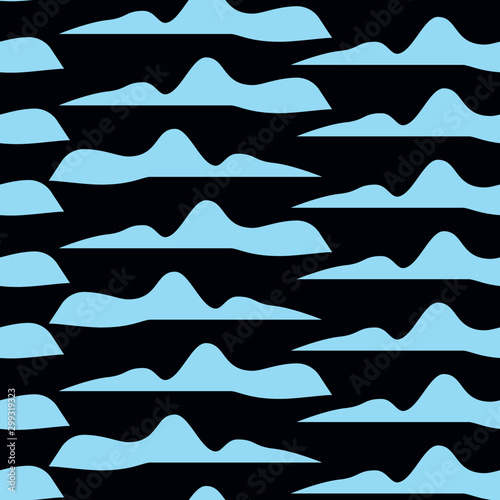 Navy blue sky white clouds pattern seamless. Set of blue sky, clouds. Abstract white cloudy set isolated on blue background. - Illustration