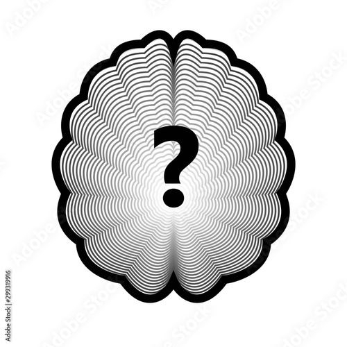 Brain logo and question mark isolated human organ