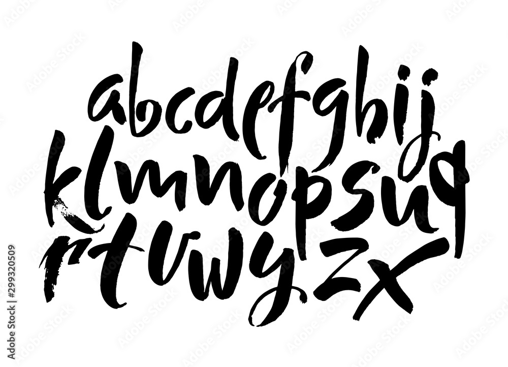 Vector Acrylic Brush Style Hand Drawn Alphabet Font. Calligraphy alphabet on a white background Vector Acrylic Brush Style Hand Drawn Alphabet Font. Calligraphy alphabet on a white background