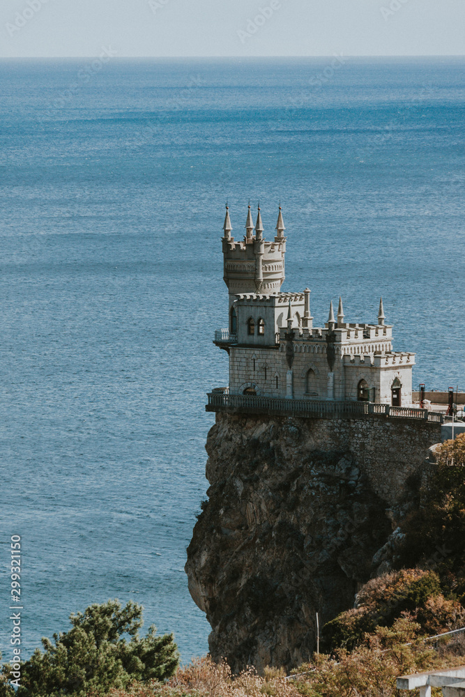 Swallow's nest in autumn from afar