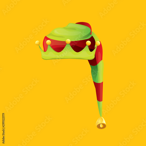 christmas elf hat isolated on orange background. vector illustration