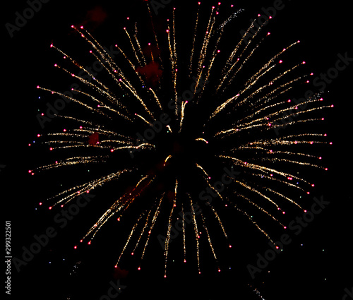 Fireworks sparkles in the night sky as background