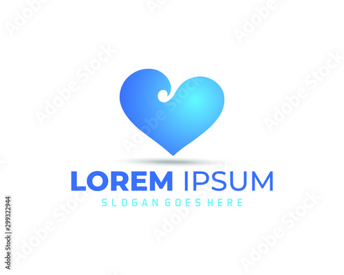 Love Wave Logo Design Element. heart with wave logo vector template