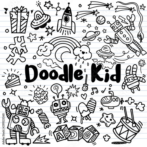 hand drawn kids doodle set,Doodle style,Vector Illustration photo