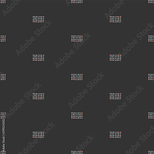 Seamless pattern, hand drawn hearts in brush organised into rectangles