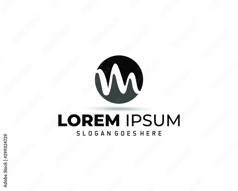 Simple line circle logo M letter. Vector Logo M. Simple line circle logo M letter. Vector Logo M.