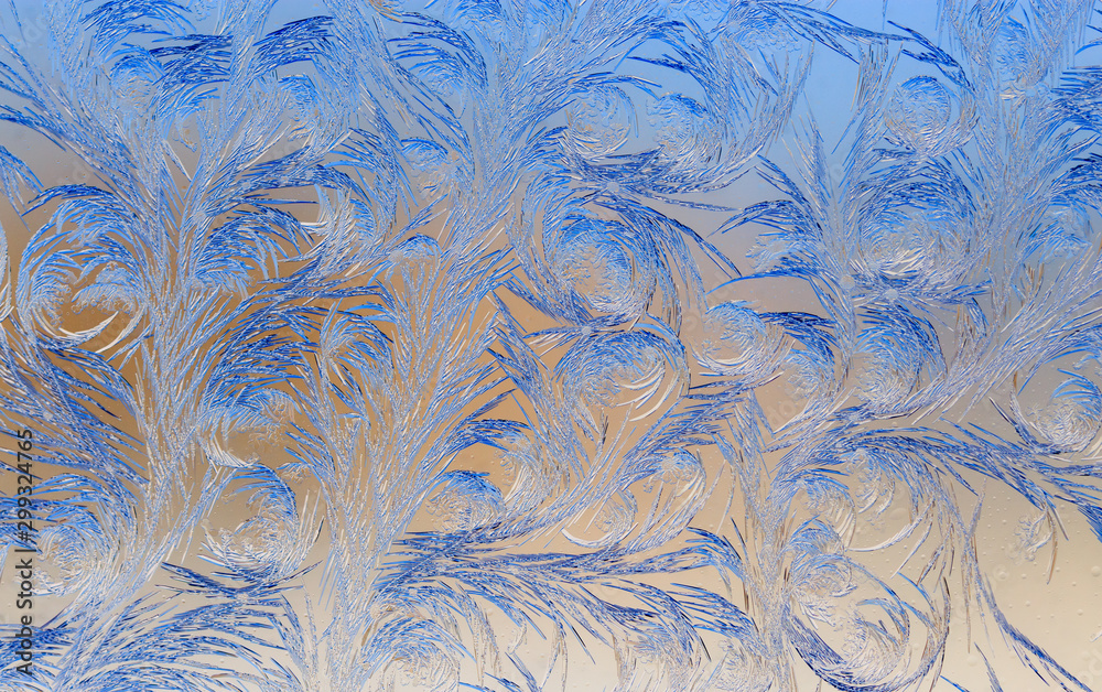 Natural pattern on glass at dawn of the sun.