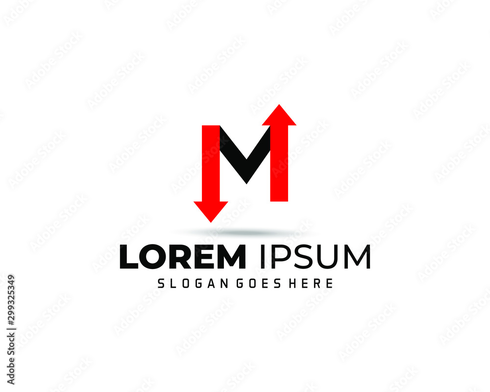M letter with up down arrows. Vector design template elements for your application or corporate identity. M letter with up down arrows. Vector design template elements for your application or corporate identity.