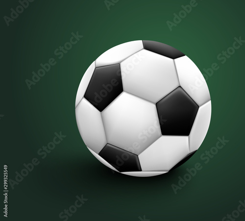 Soccer ball isolated on green background. Sport icon or design element. World or Europe championship