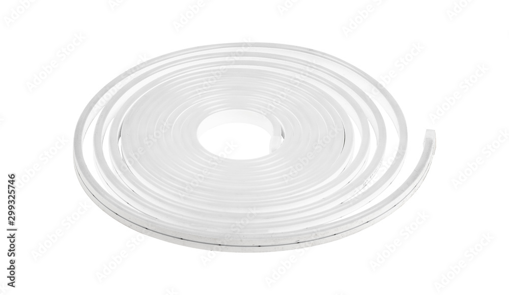 White LED neon light strip isolated on white background White LED neon light strip isolated on white background