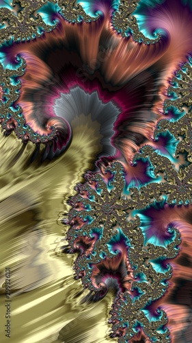Fototapeta Naklejka Na Ścianę i Meble -  Artfully 3D rendering fractal, fanciful abstract illustration and colorful designed pattern