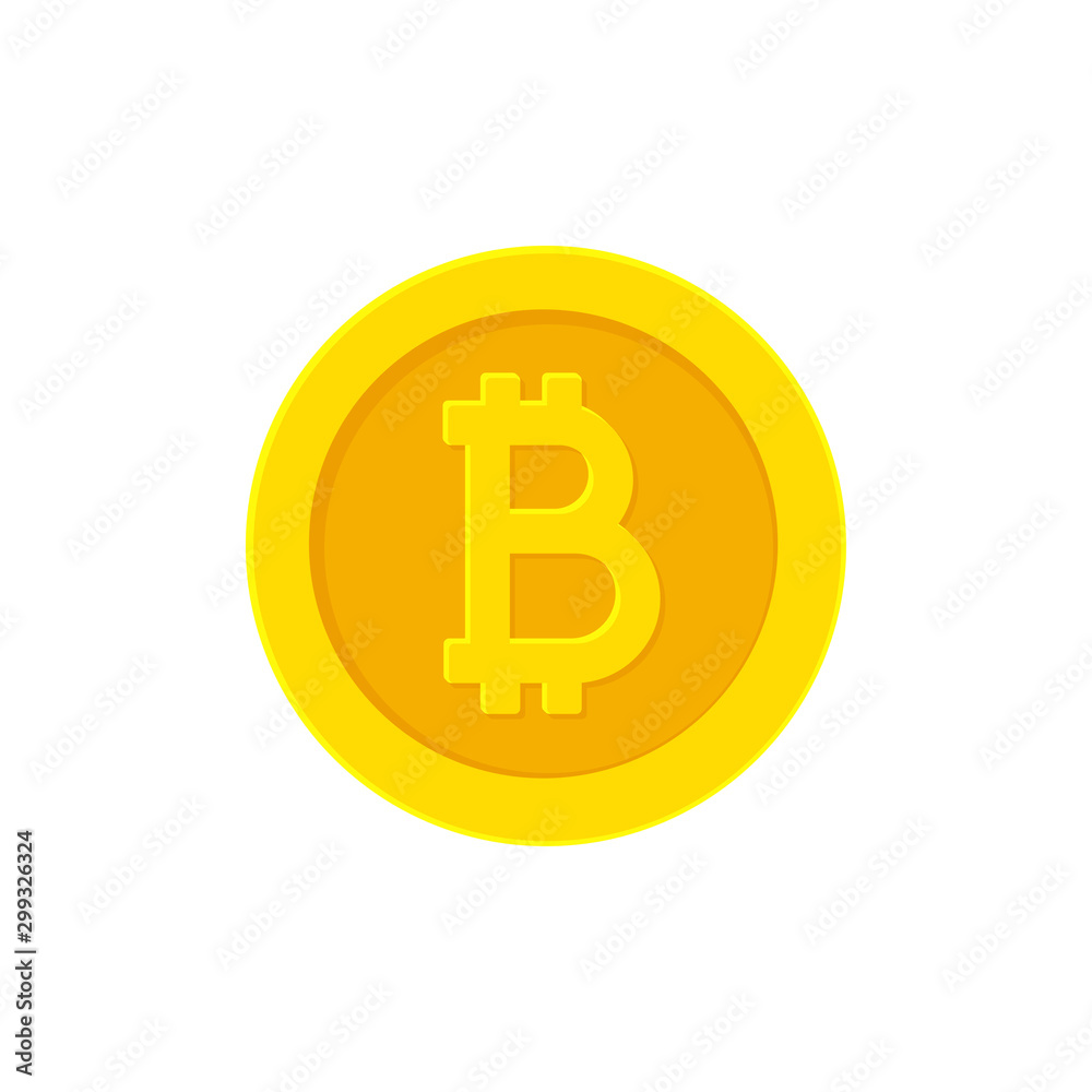 Bitcoin golden coin. Flat icon isolated on white. Vector illustration Bitcoin golden coin. Flat icon isolated on white. Vector illustration