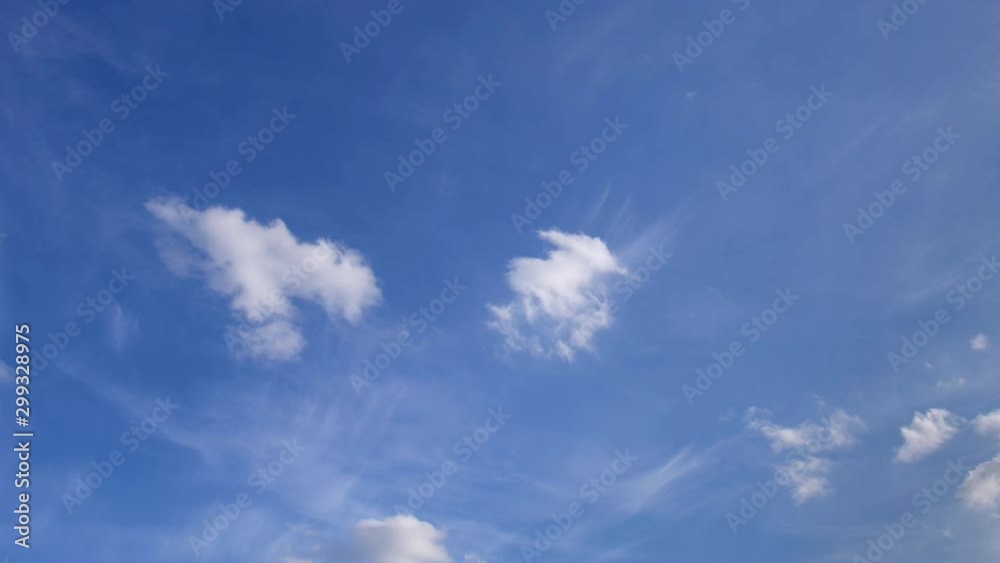 Cirrus clouds on the blue sky in autumn. Cumulus clouds move against a background of smoky light clouds. Cirrus clouds on the blue sky in autumn. Cumulus clouds move against a background of smoky light clouds.